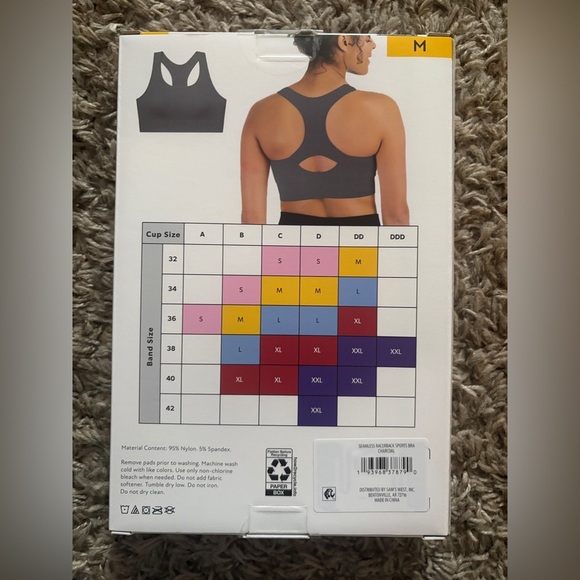 Member's Mark Seamless Racerback Sports Bra - Gray - Picture 2 of 3